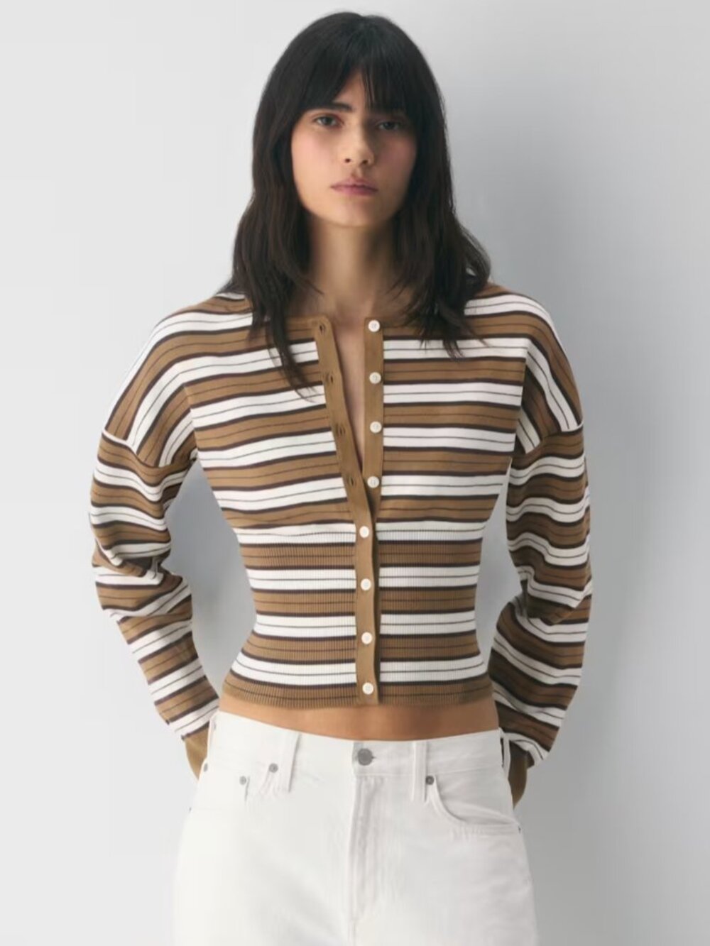 NWT Aritzia WILFRED Golightly Cardigan Desert Sand/Light Birch M